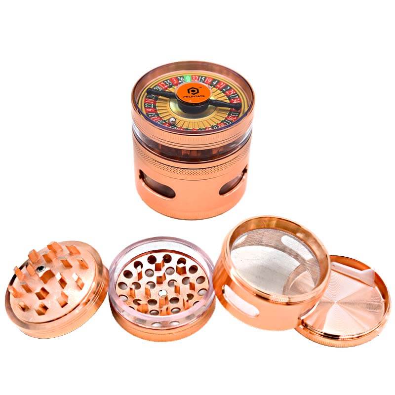 Spinnable Roulette 4 Part Heavy Grinder (MG-074) | 63mm | Assorted Colors product image